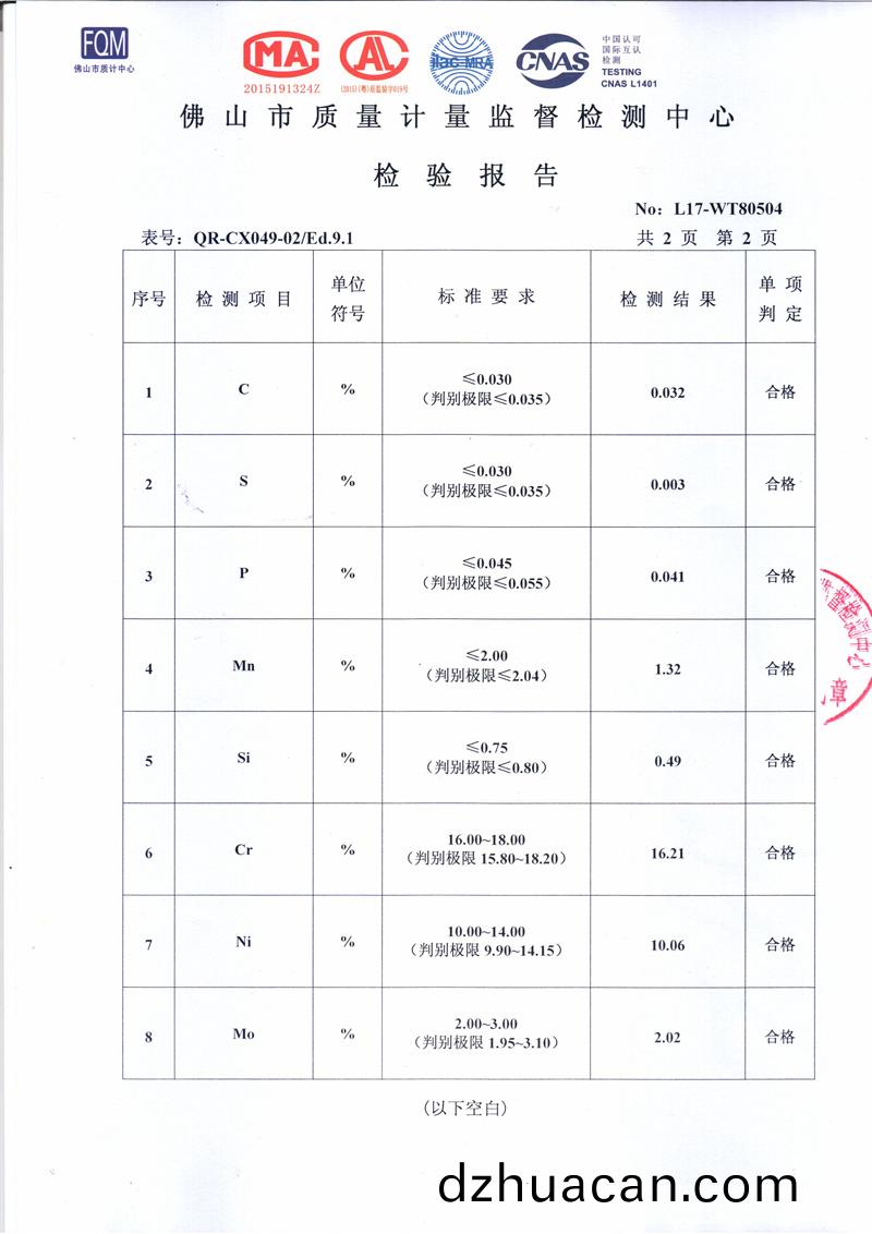 正佳不銹鋼檢(jian)測(cè)報(bào)(bao)告